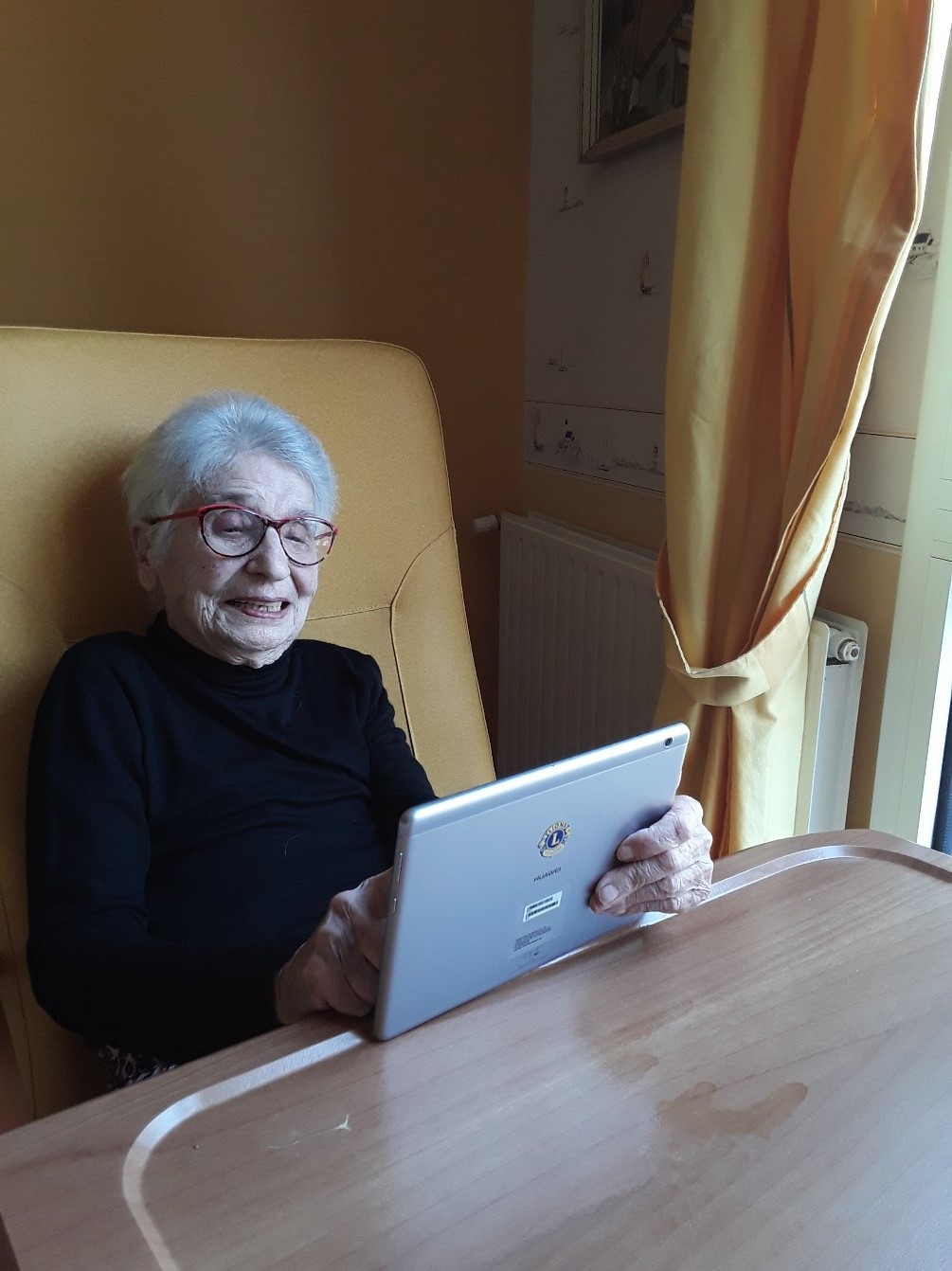 Resident with tablet