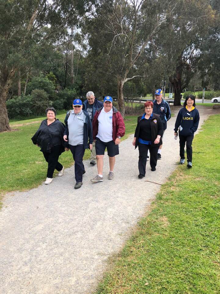 District 201V5 Zone 7, members from South Vermont & Box Hill Lions Club walking together. (including PDG Pat Mills MD201 Diabetes Coordinator & PID Tony Benbow front row)